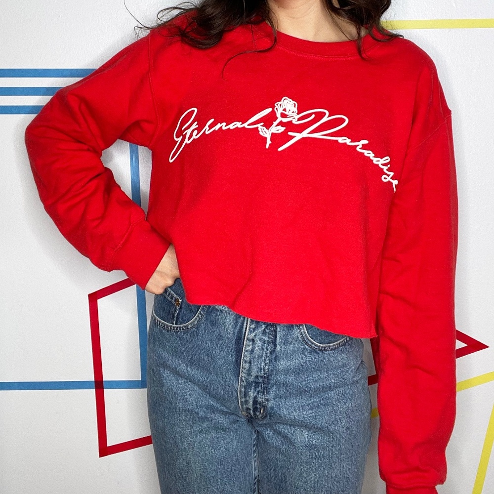 “External Love” Red Cropped TopShop Sweater